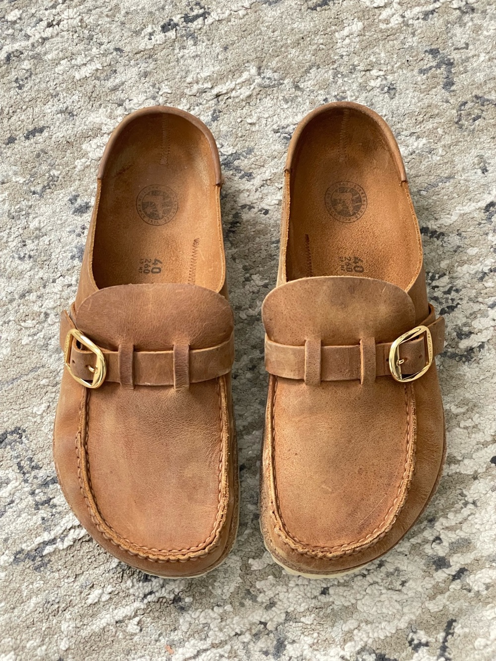 Birkenstock Buckley Clog Mule Cognac Leather Regular Width Brown